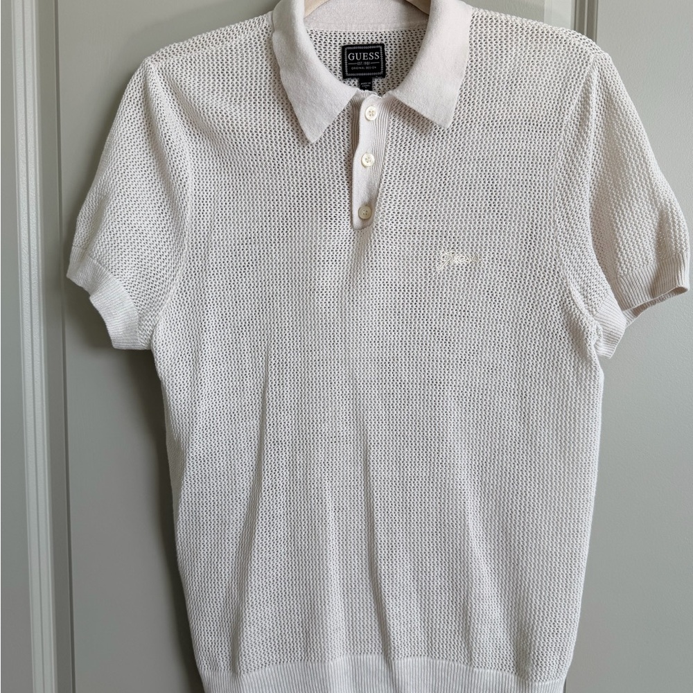 GUESS White Men's Mesh Polo Shirt Size Small